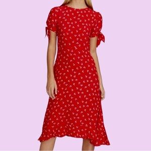 Faithfull the Brand Emilia Red Floral Midi Dress